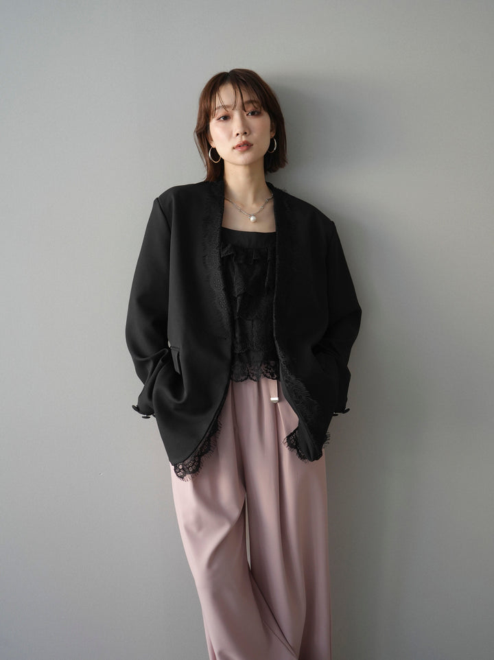 [SET]ノーカラーレースジャケット+選べるアクセセット(2set)