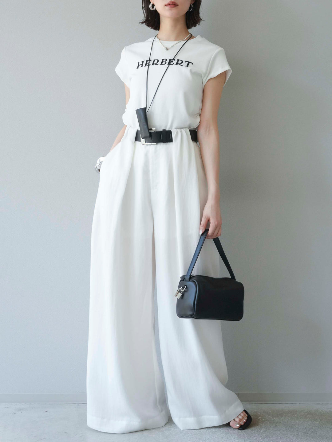 【預購】寬褲配大帶/象牙白