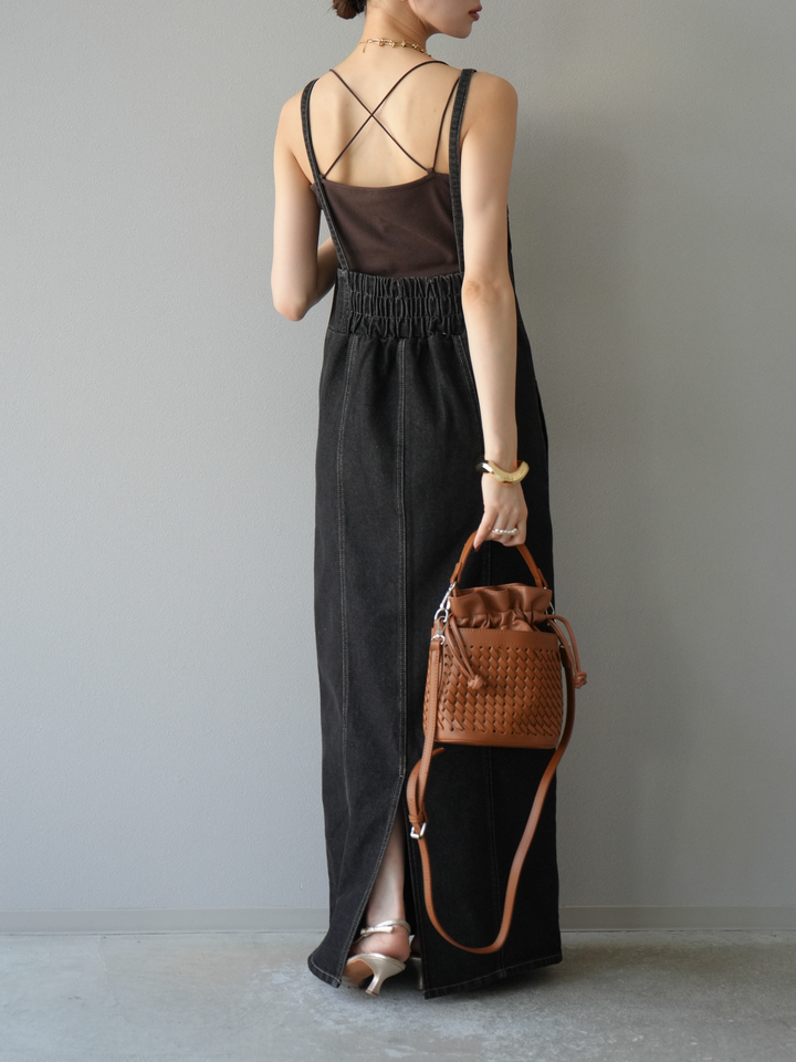 【預購】不對稱牛仔洋裝/黑色