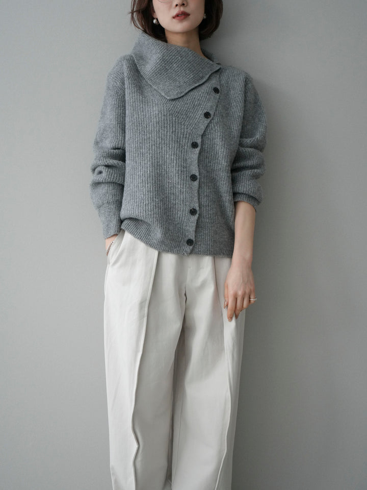 [SET]ハイネックデザインボタンニットカーディガン+選べるアクセセット(2set)