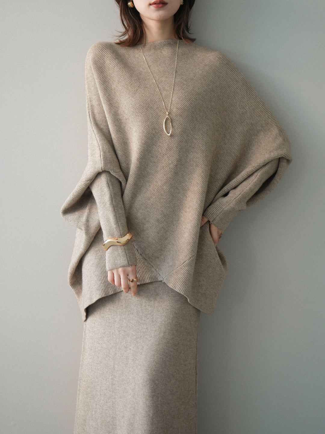 [SET]ウール混ドルマンニット&スカートSET UP+ウール混ドルマンニット&スカートSET UP(2set)