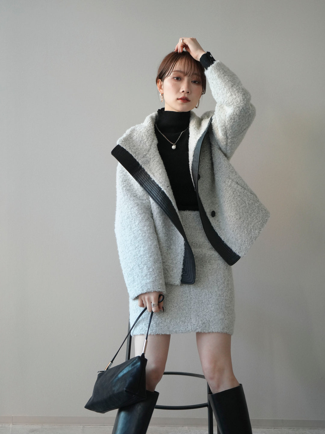 [予約]ブークレミニスカート/gray