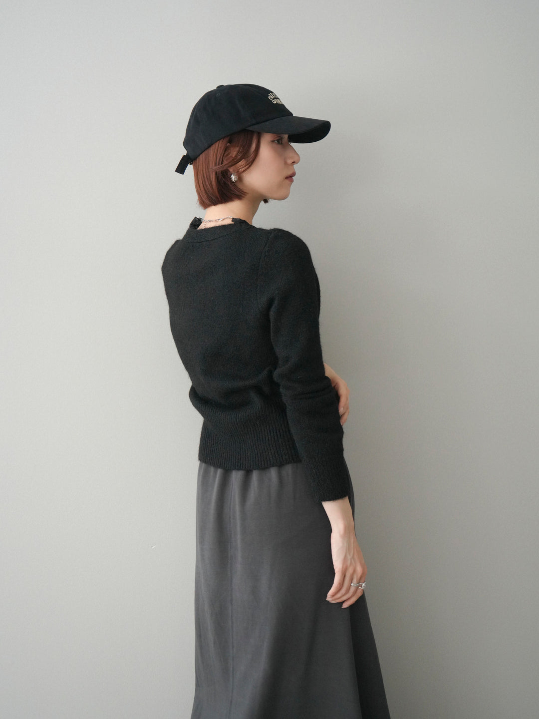 [SET]レースネックコンパクトニットカーディガン+選べるアクセセット(2set)