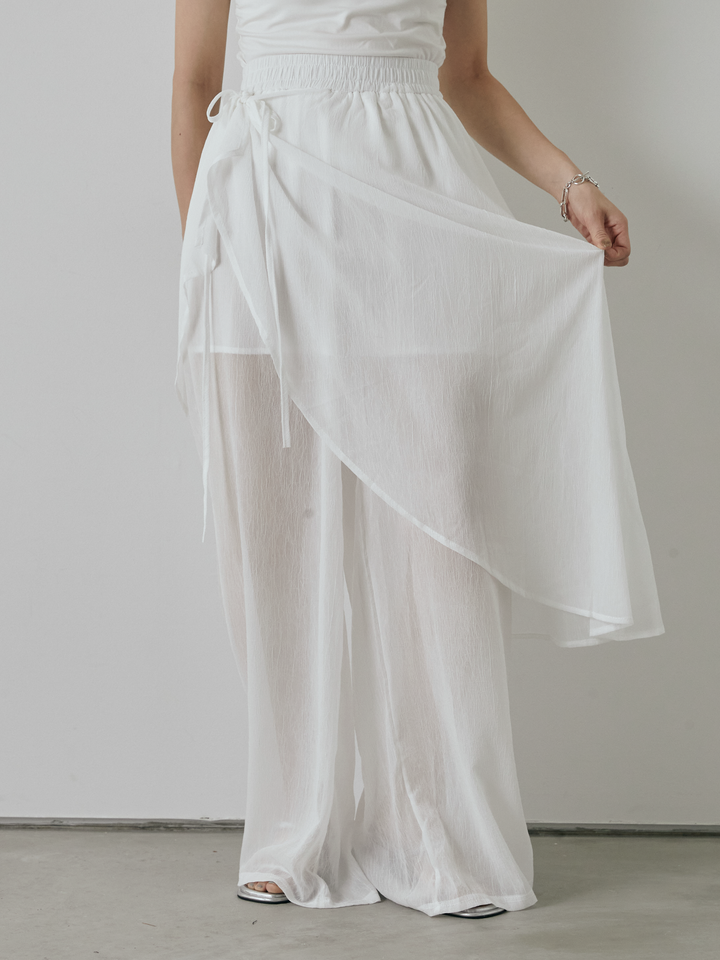 [予約]シアーワッシャーラップデザインパンツ/ホワイト