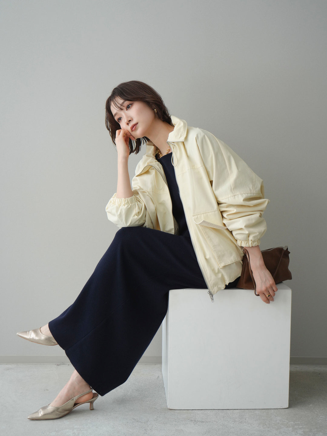 [予約]2WAYニットワンピース/darknavy