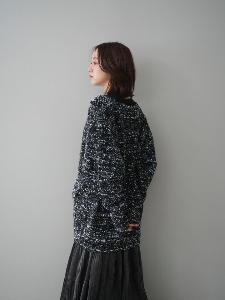 [予約]モールネップニットカーディガン/black