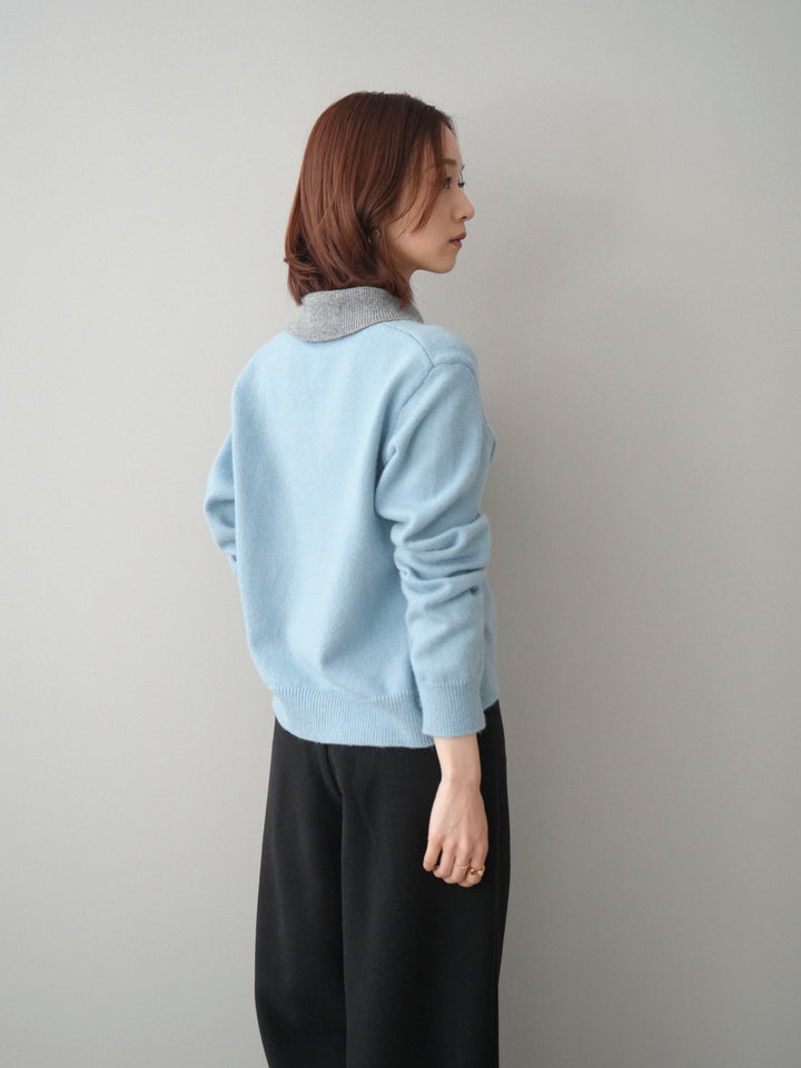 [SET]デザイン襟ニットカーディガン+選べるアクセセット(2set)