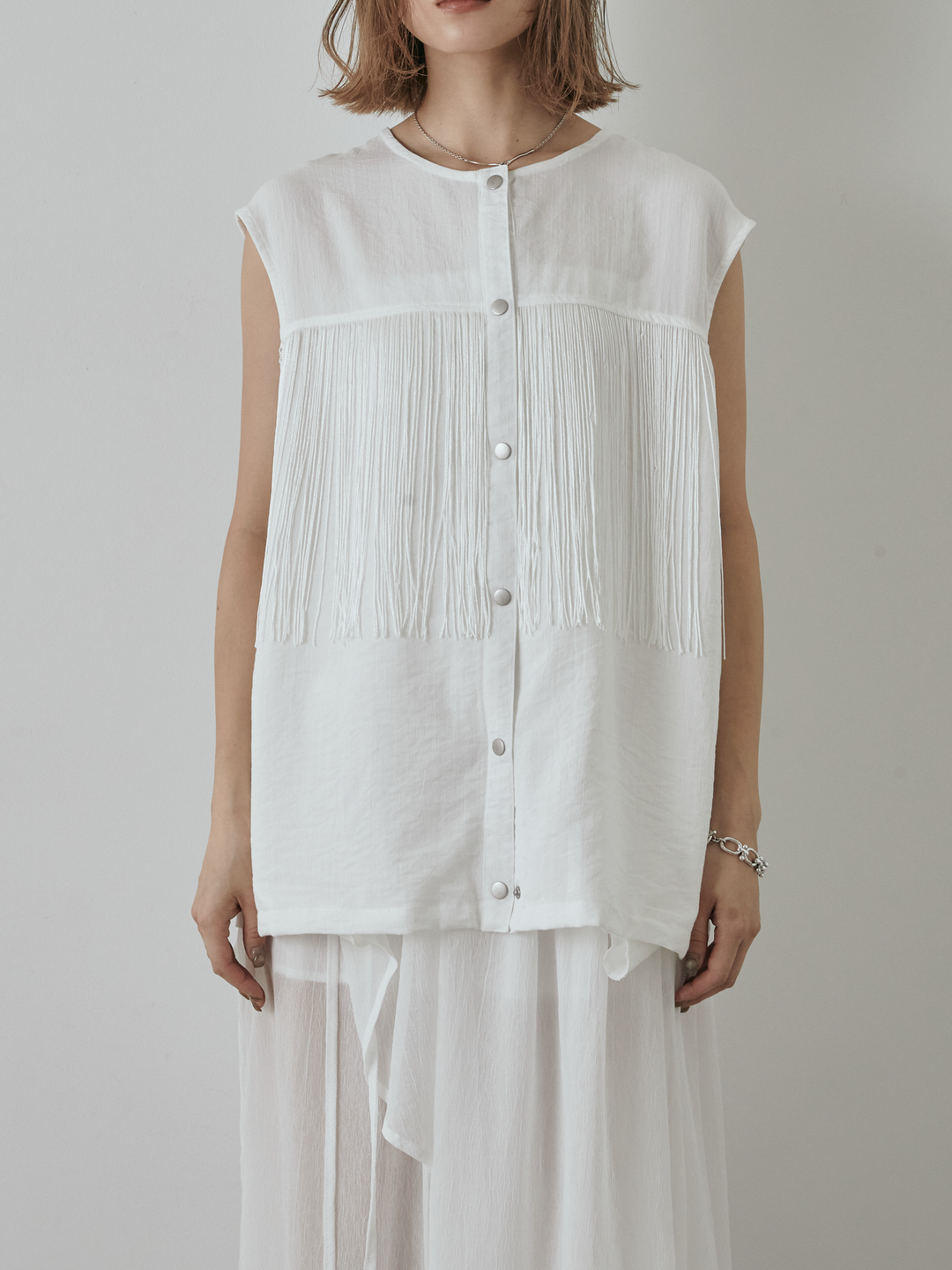 [予約]フリンジノースリブラウス/オフ