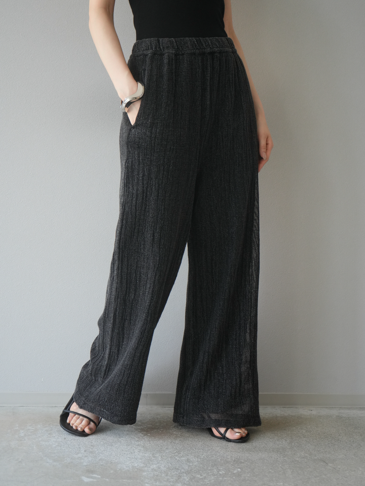 [予約]コットンラメメッシュイージーパンツ/グレー