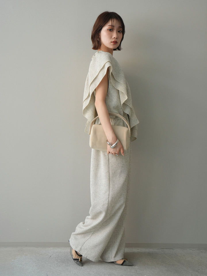 [SET]3WAYミックスツイードギャザーオールインワン+選べるアクセセット(2set)