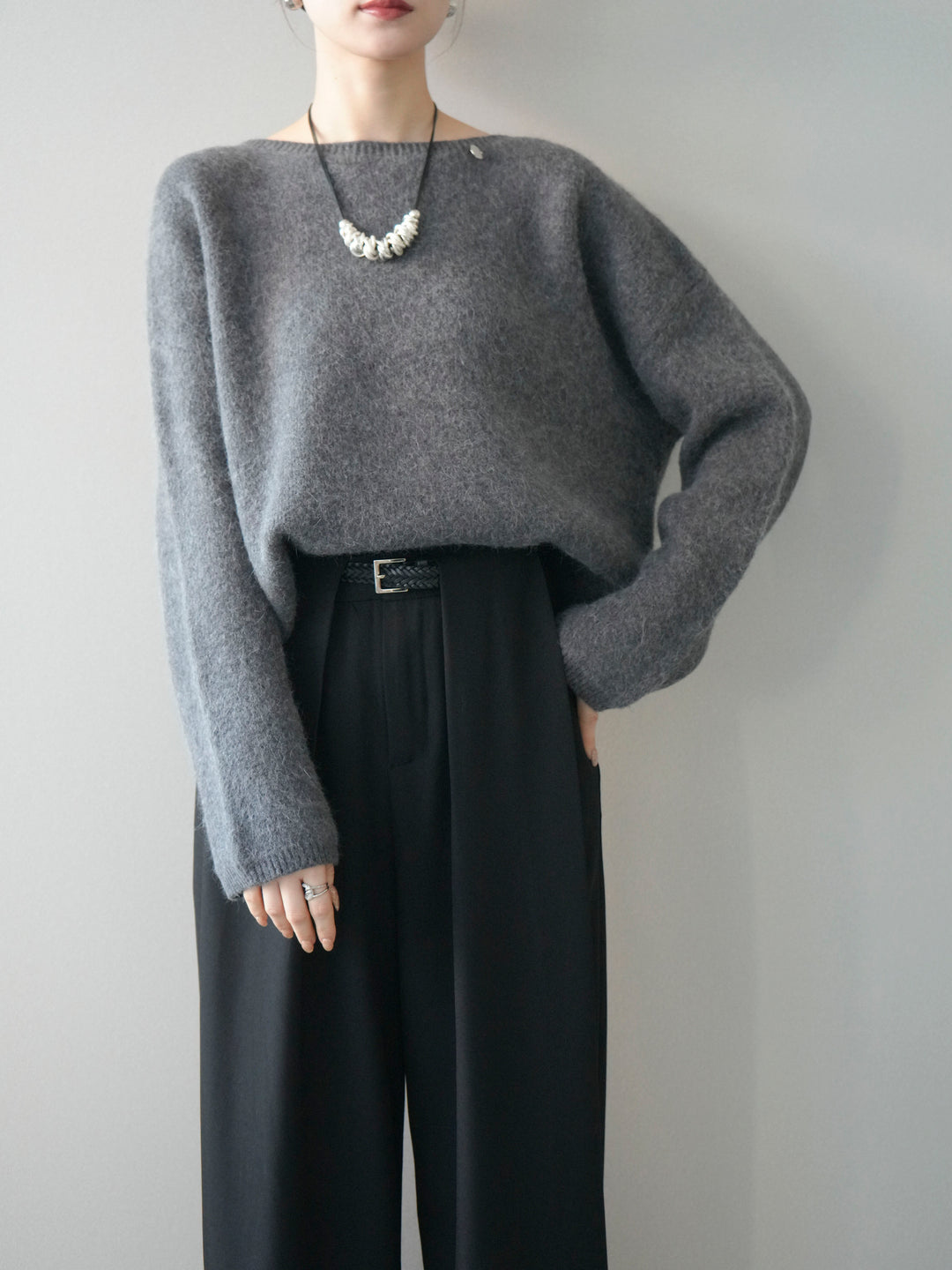 [SET]アンゴラタッチボートネッククロップドプルオーバー+アンゴラタッチボートネッククロップドプルオーバー(2set)