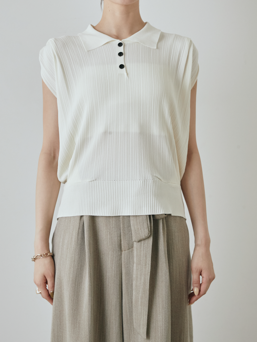 [予約]ランダムリブポロニットベスト/オフ