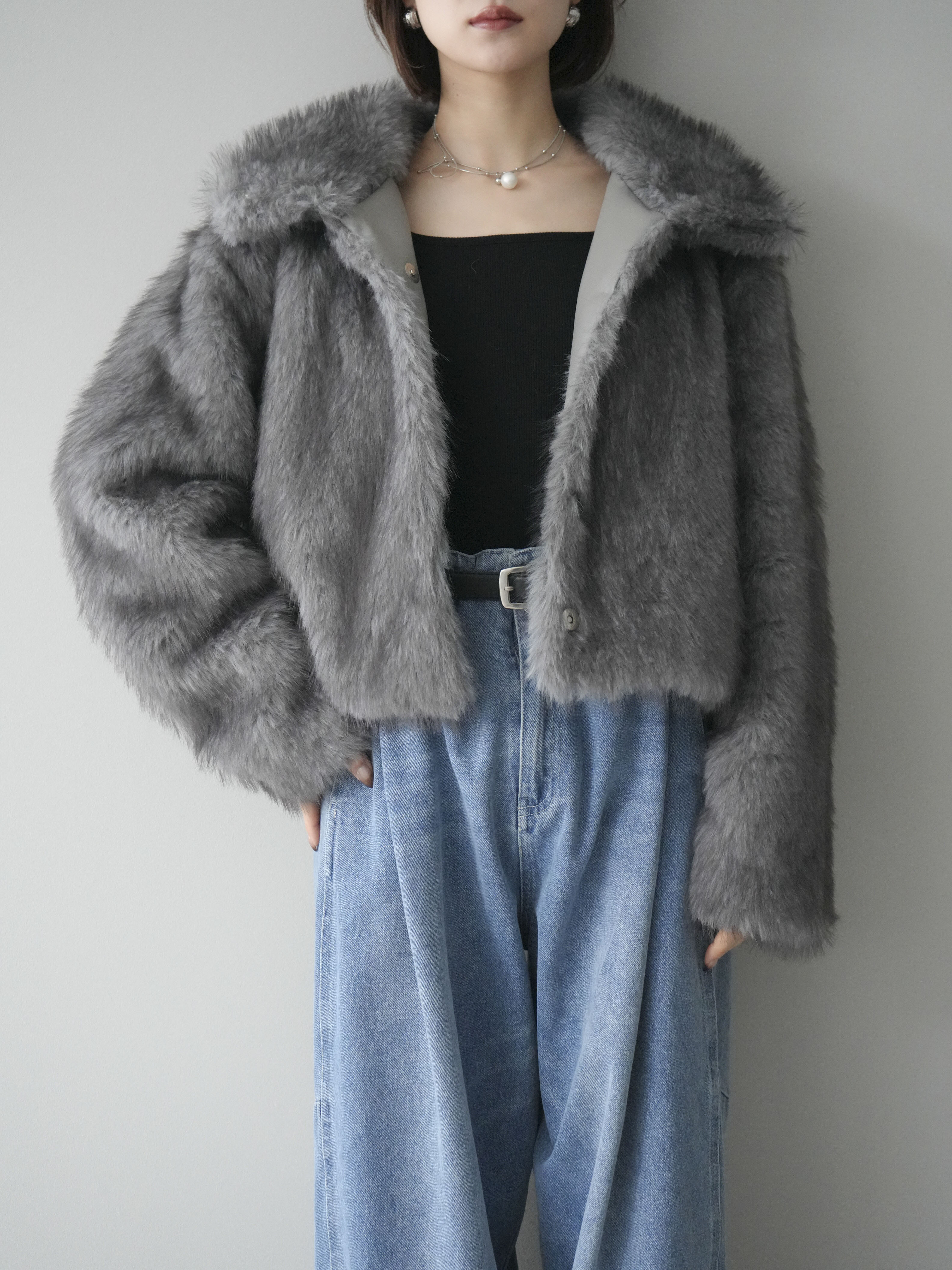 予約]MIXファースタンドネックショートジャケット/gray – Lumier