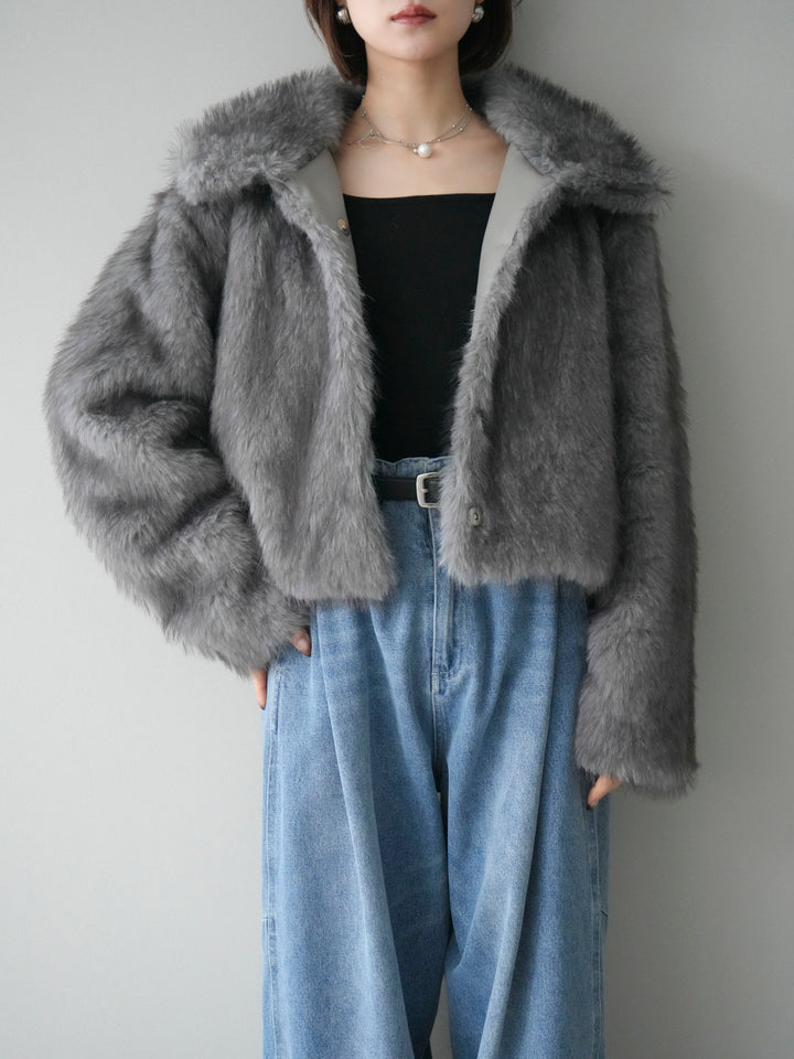 [20%オフ]MIXファースタンドネックショートジャケット/gray