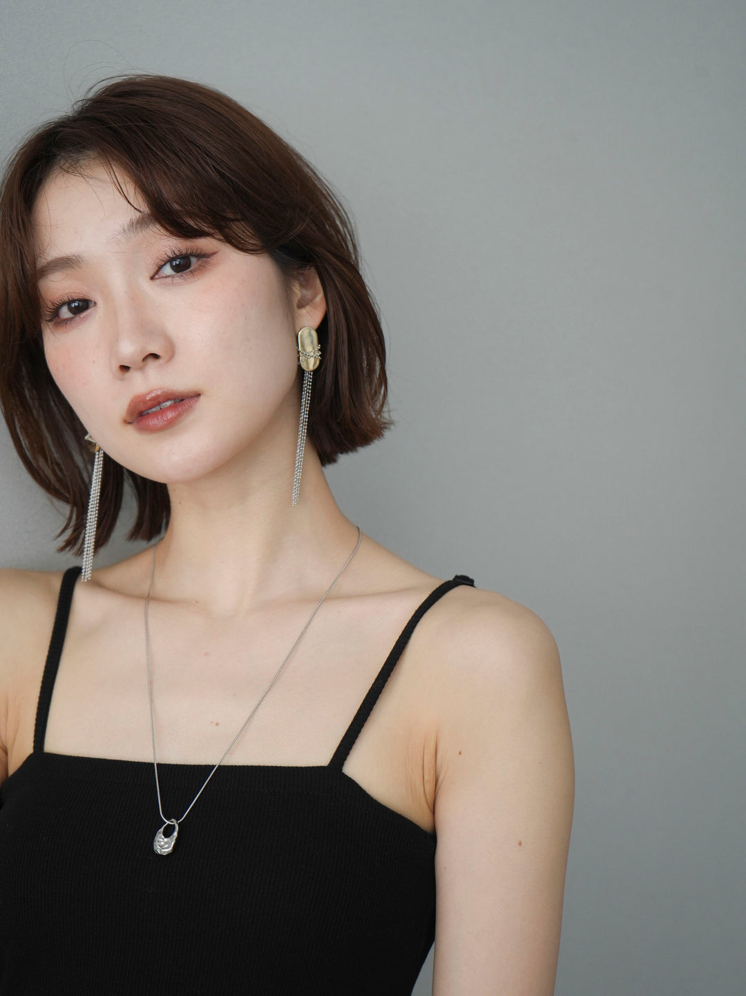 [予約]ロングチェーンモチーフピアス/mix