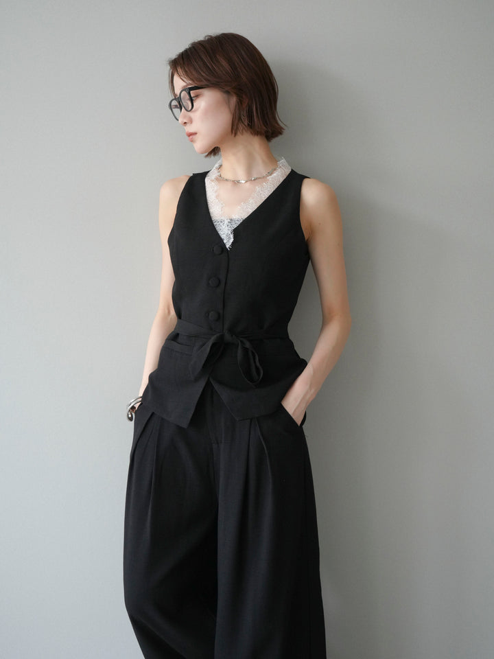 【套裝】蕾絲邊背心和垂褶褲套裝（2 套）