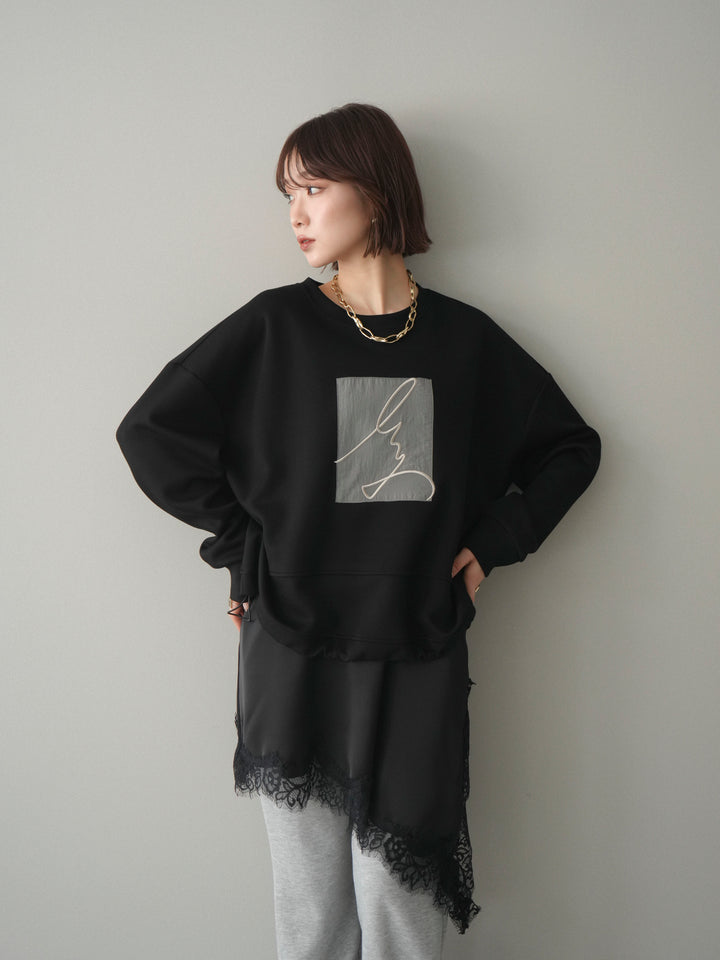 [予約]ライトポンチ刺繍ロゴプルオーバー/black
