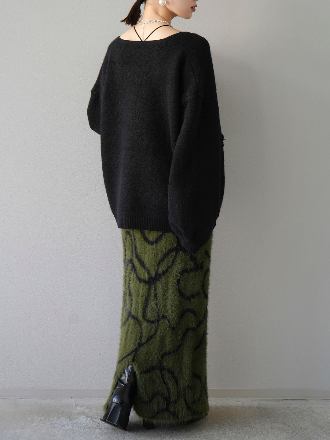 [預訂] Line 毛絨針織裙/卡其色