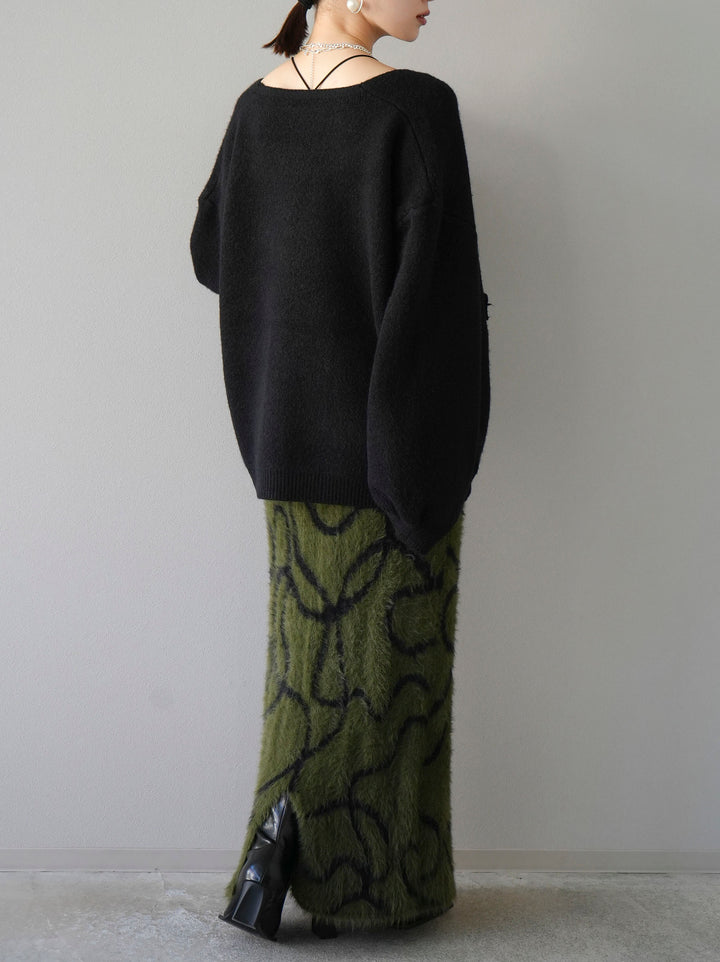 [預訂] Line 毛絨針織裙/卡其色