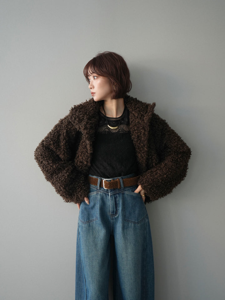 [予約]プードルファーミドルスタンドブルゾン/brown