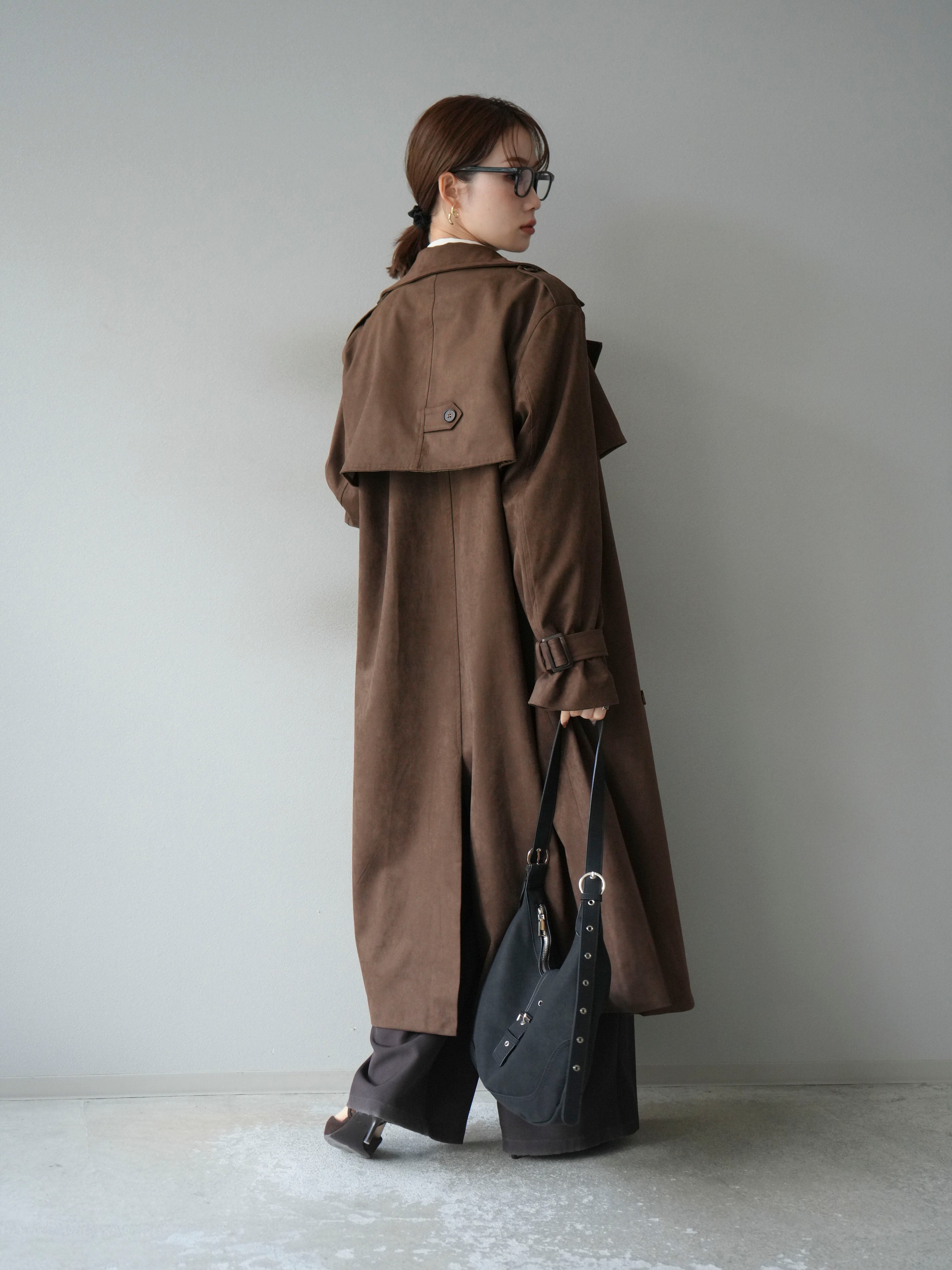 ロエン　44 ブラウン ウール ミリタリートレンチコート 予約]スエードトレンチコート/ブラウン – Lumier