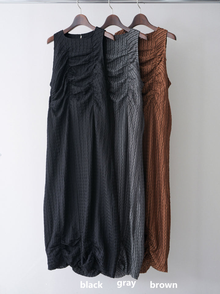 [SET]シャーリングジャガードノースリーブワンピース+エフォートレステイラードジャケット(2set)