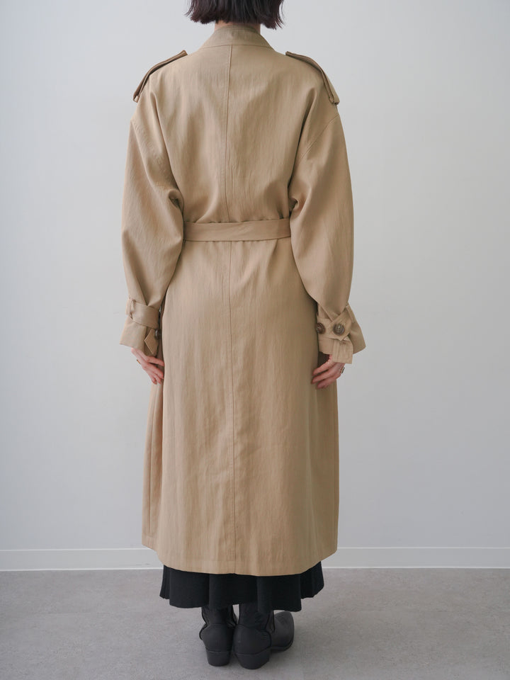 [予約]ミニラペルアシンメトリーロングトレンチ/beige