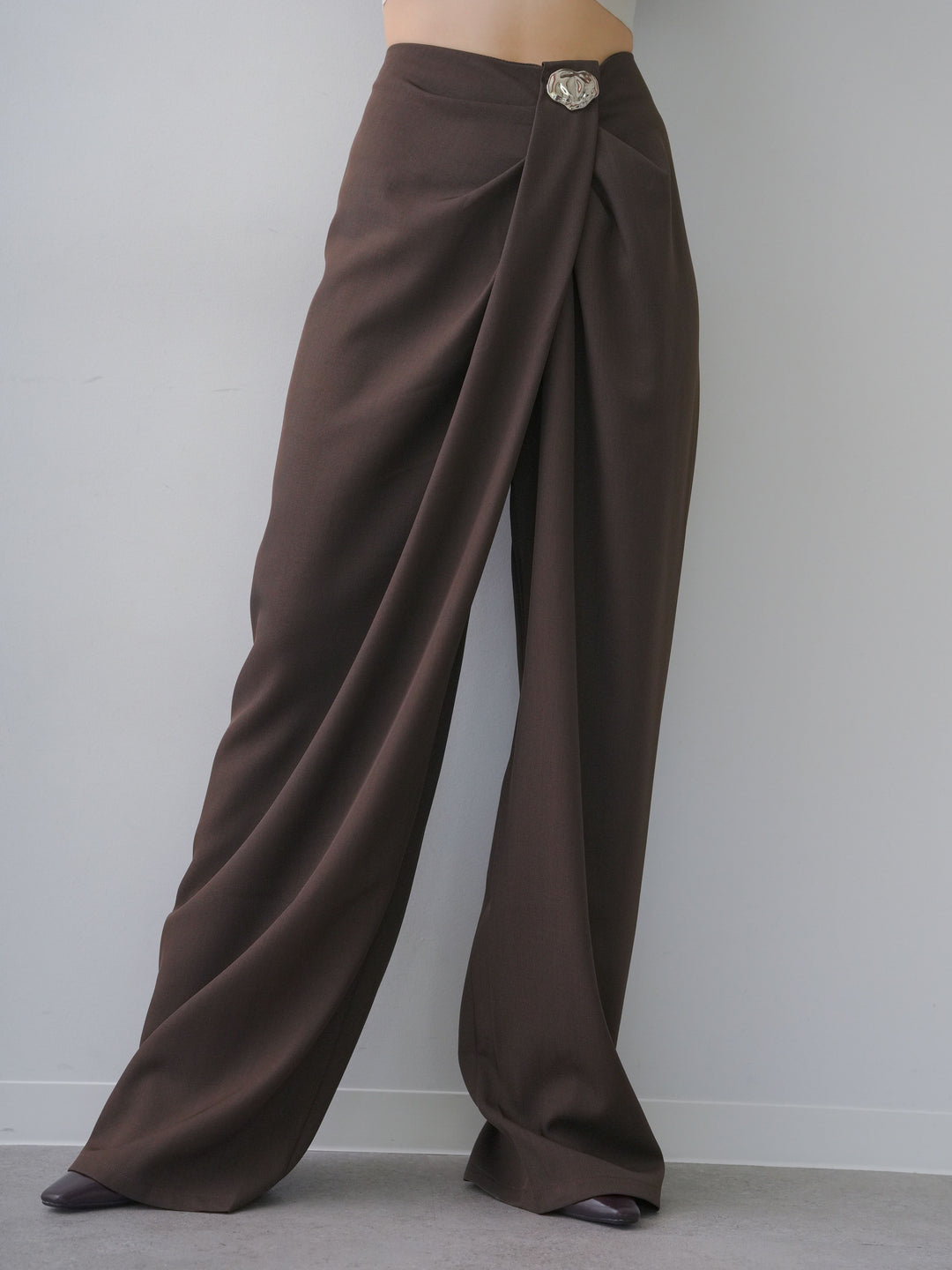 [予約]シルバーモチーフドレープパンツ/brown