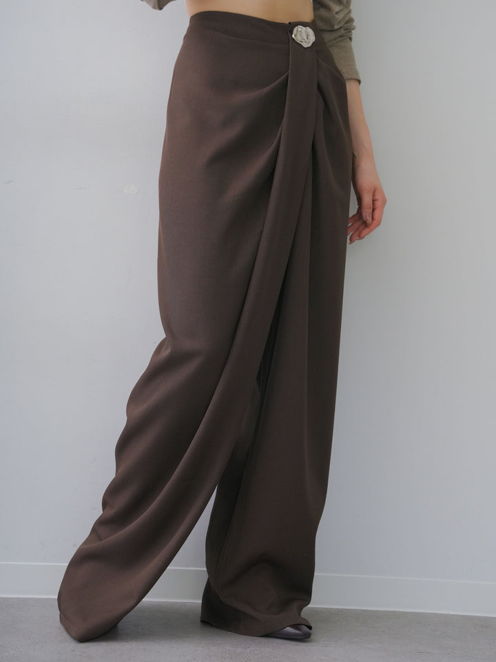 [予約]シルバーモチーフドレープパンツ/brown
