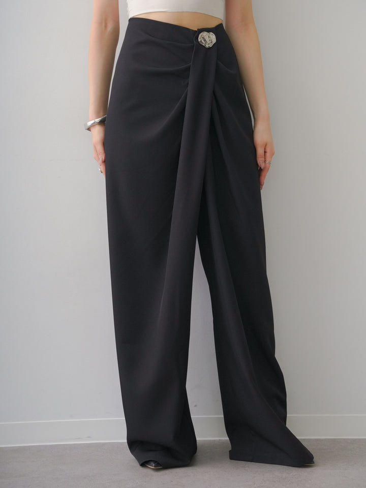 [予約]シルバーモチーフドレープパンツ/black