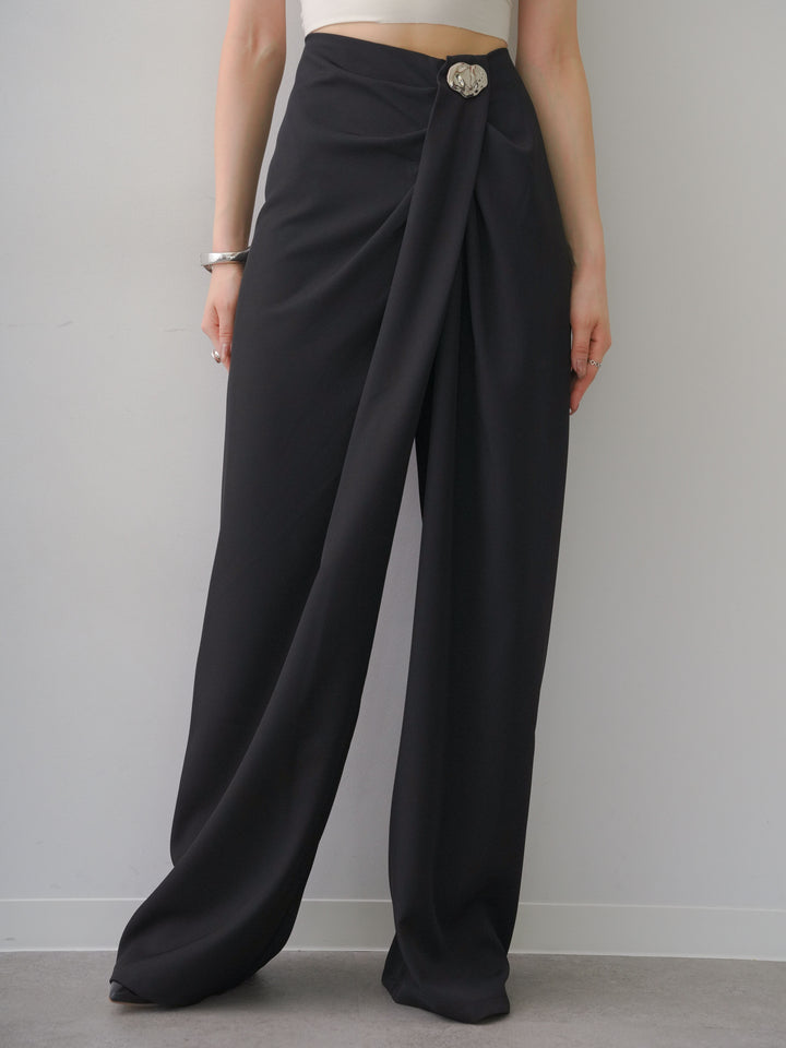 [予約]シルバーモチーフドレープパンツ/black