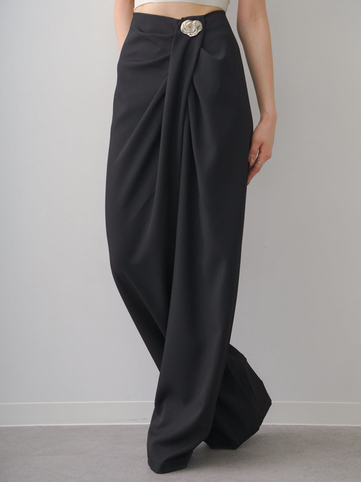 [予約]シルバーモチーフドレープパンツ/black