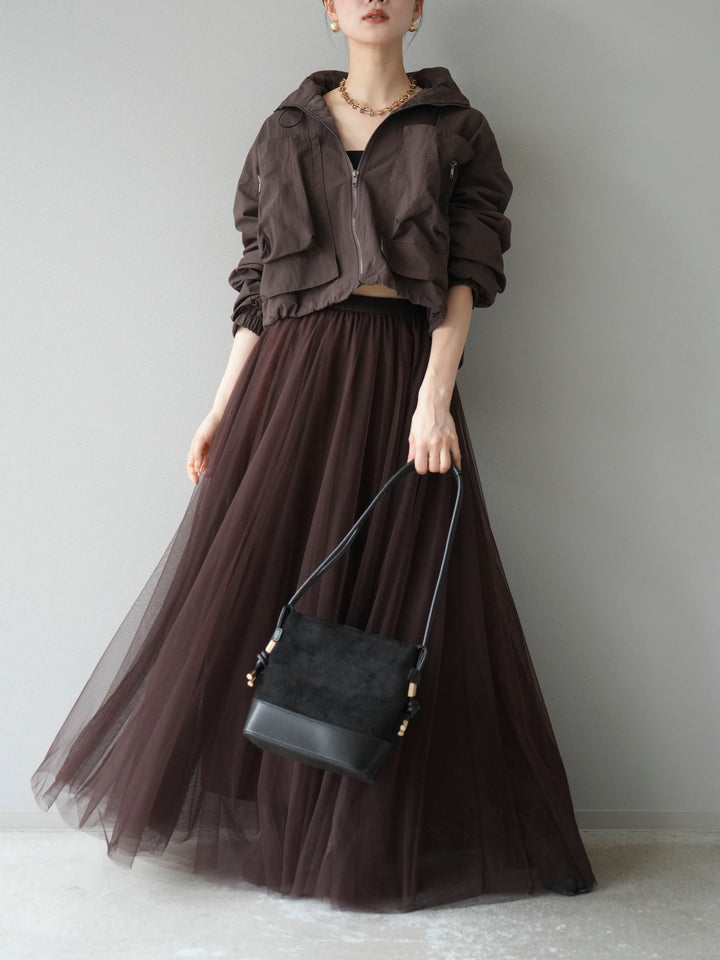 [予約]ポケットデザインショートブルゾン/ブラック