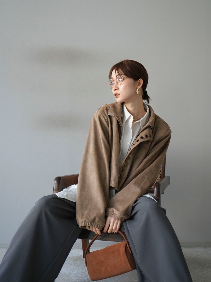 [予約]パンチングデザインスエードショートジャケット/ベージュ