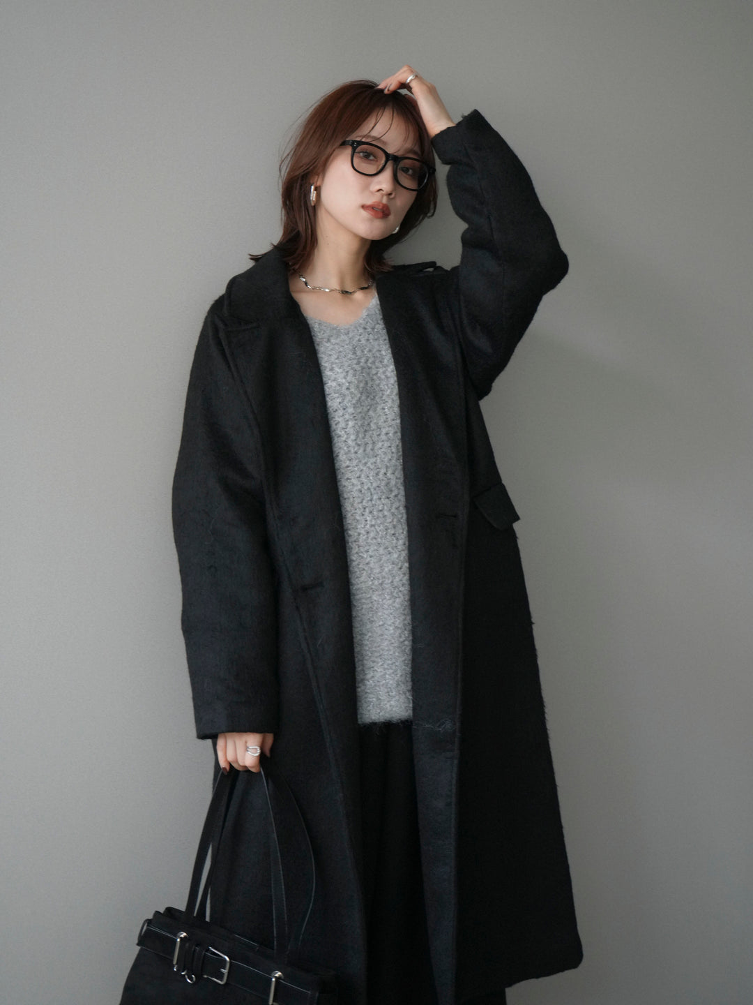 [予約]ソフトシャギーチェスターコート/black