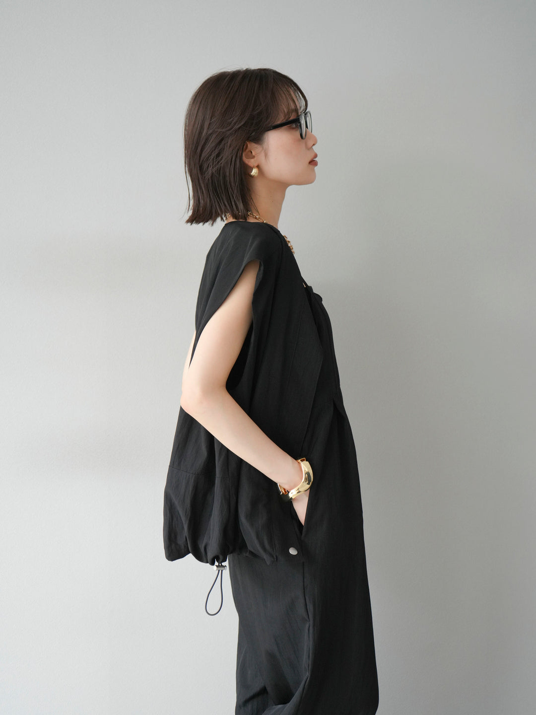 [SET]リネンライクビスチェデザインサロペット+リネンライクドロストバルーンブルゾン(2set)