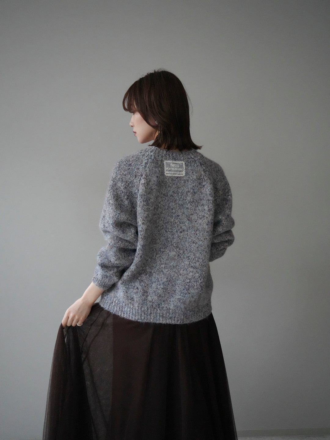 [SET]ロゴラベルミックスヤーンニットプルオーバー+ロゴラベルミックスヤーンニットプルオーバー(2set)