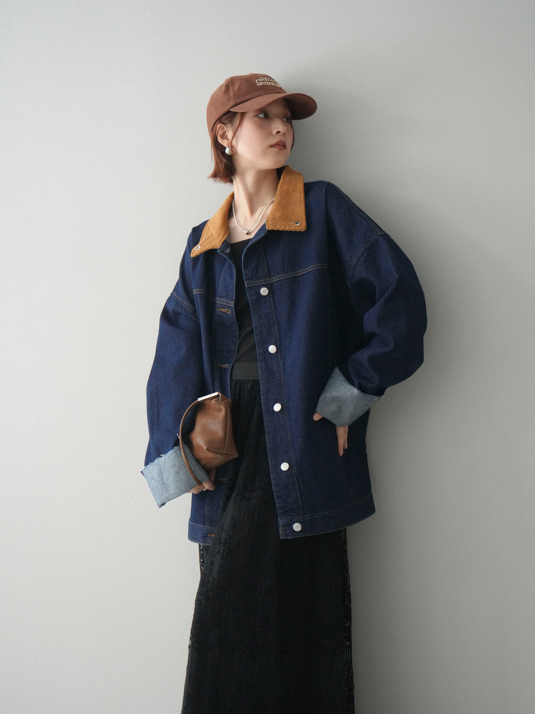 [予約]コーデュロイ×デニムミドルジャケット/indigo