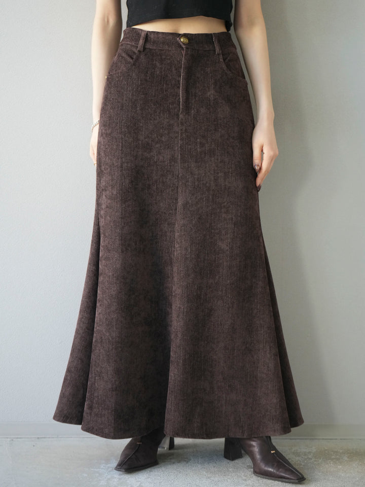 [予約]ベルベットマーメイドスカート/brown