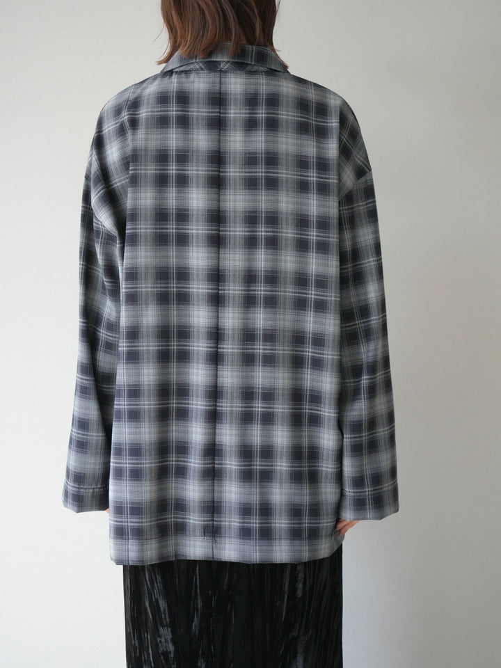 [予約]チェックシャツジャケット/ネイビー