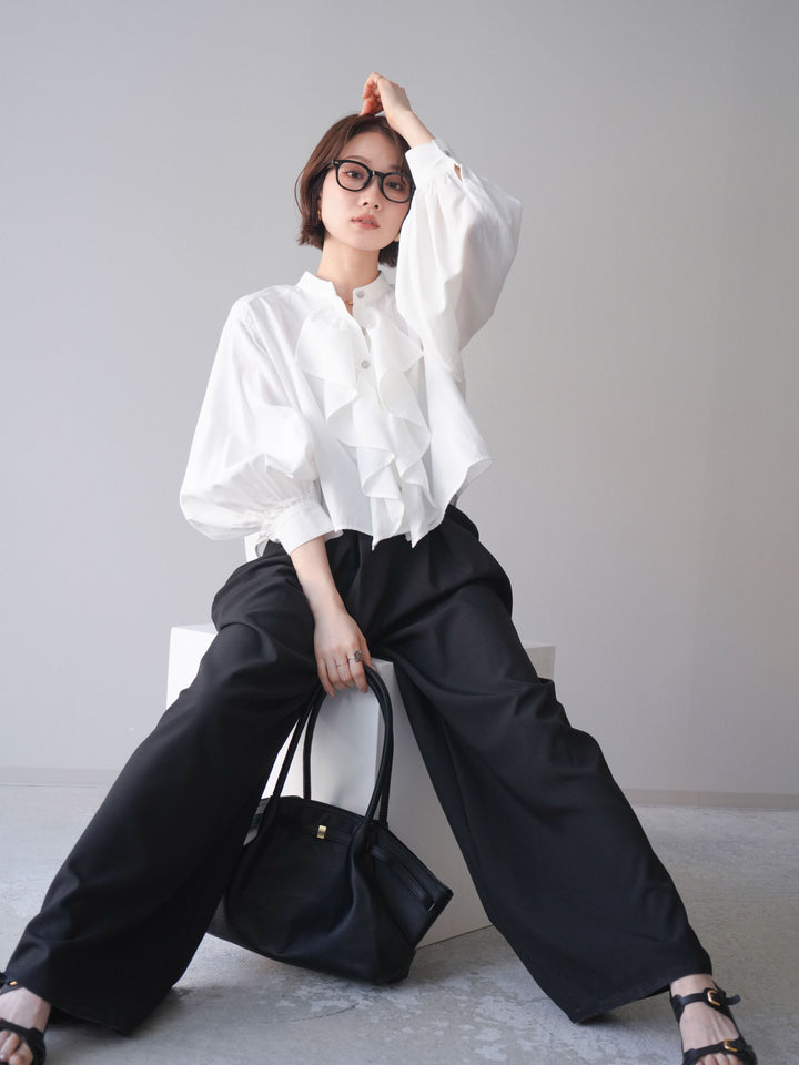 [SET]ラッフルフレアショートブラウス+ラッフルフレアショートブラウス(2set)