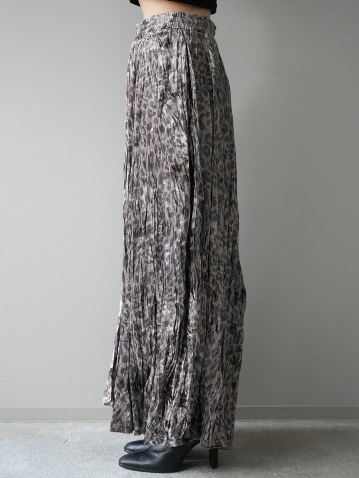 [予約]レオパードベロアワッシャーロングスカート/gray