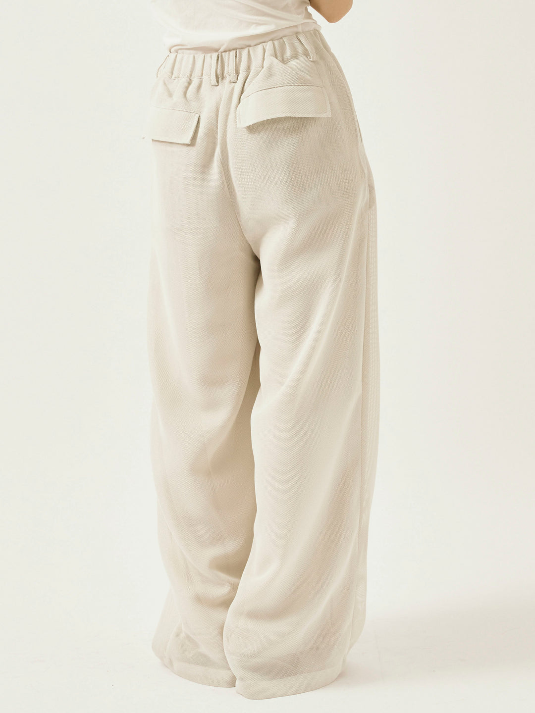 [予約]メッシュタックワイドパンツ/オフグレー