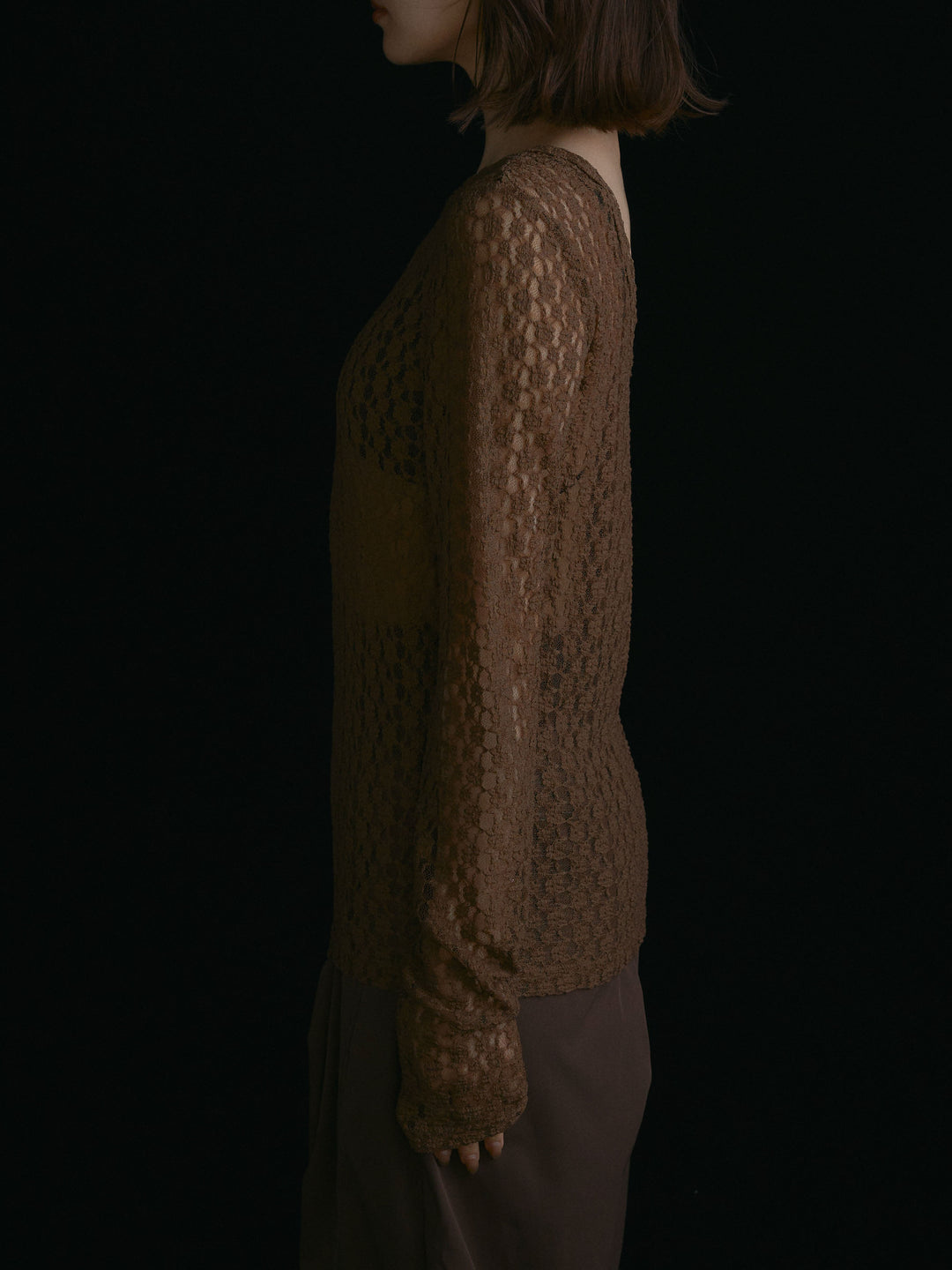 [予約]バックラウンドレーストップス/ブラウン