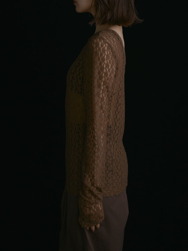 [予約]バックラウンドレーストップス/ブラウン