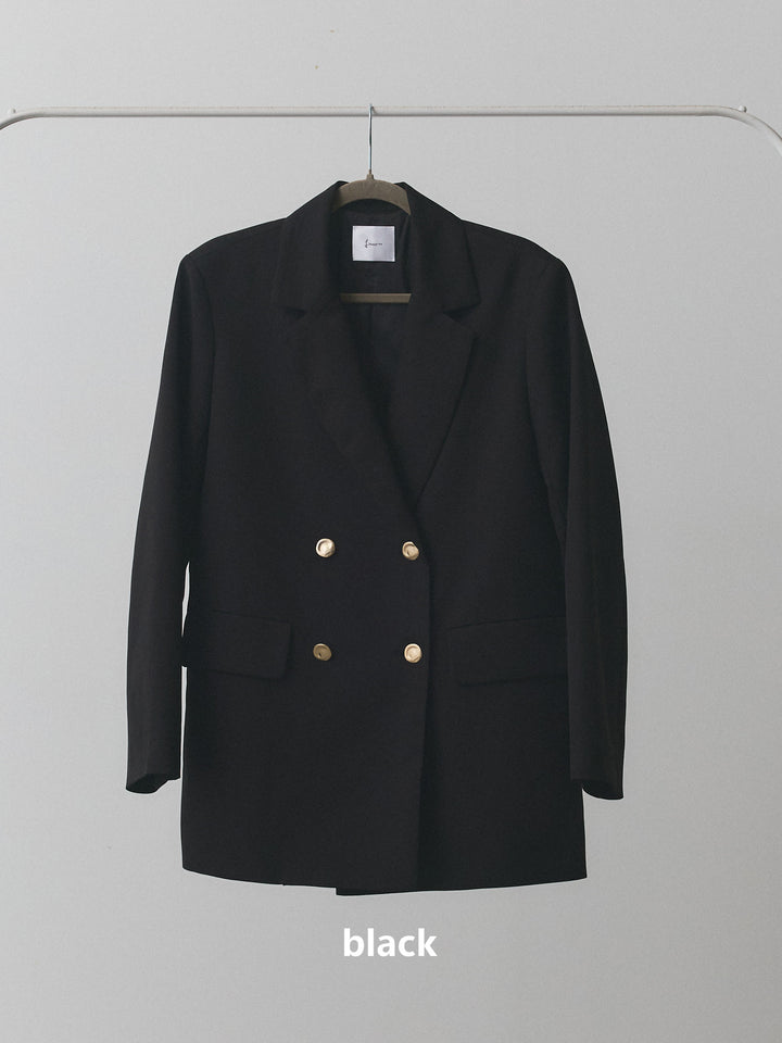 【Allure】[SET]クロスリブニットタンクトップ+サイドタックヴィンテージワイドデニム+ダブルブレストオーバージャケット(3set)