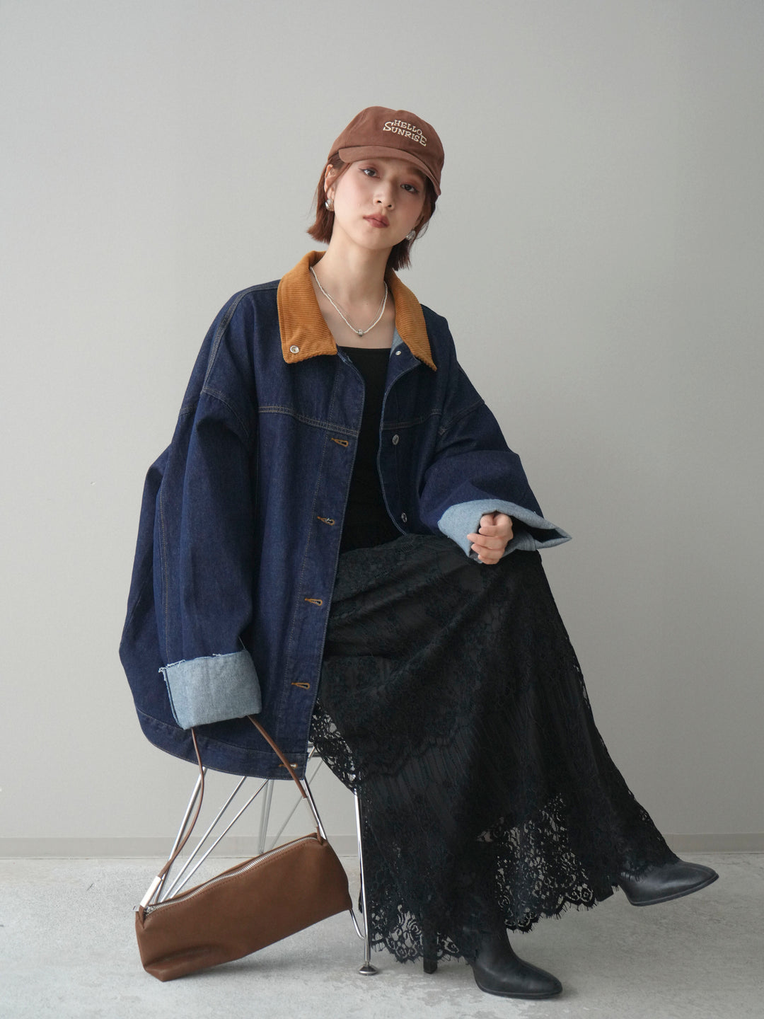 [予約]コーデュロイ×デニムミドルジャケット/indigo