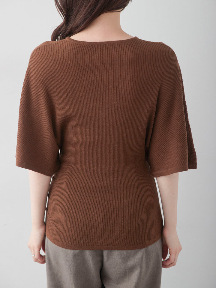[予約]ヘンリードルマンリブニットトップス/brown