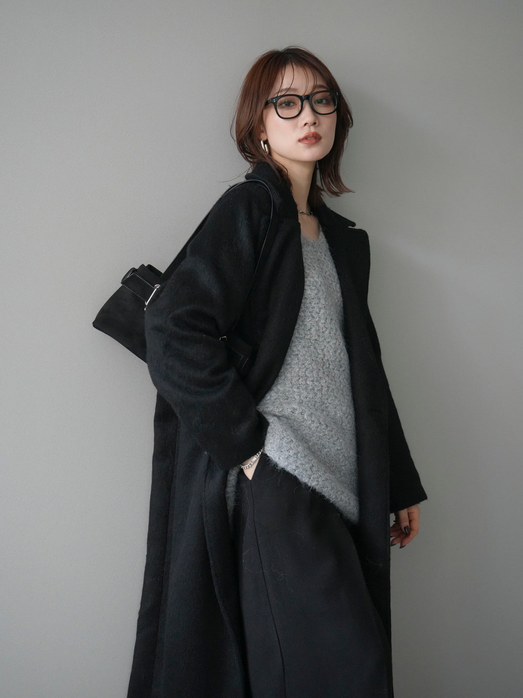 [予約]ソフトシャギーチェスターコート/black