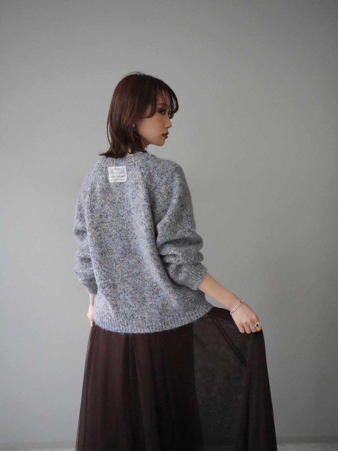 [SET]ロゴラベルミックスヤーンニットプルオーバー+選べるアクセセット(2set)